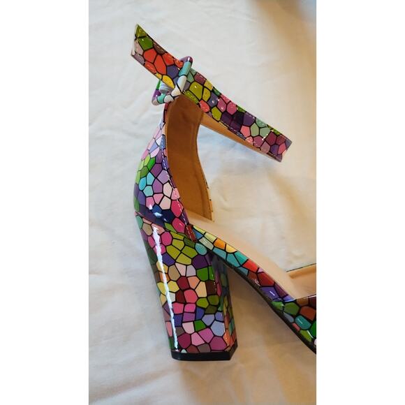Fashion Summer  Pointed pumps Geometric Pattern Ankle Strap shoes size 39 - Picture 2 of 9